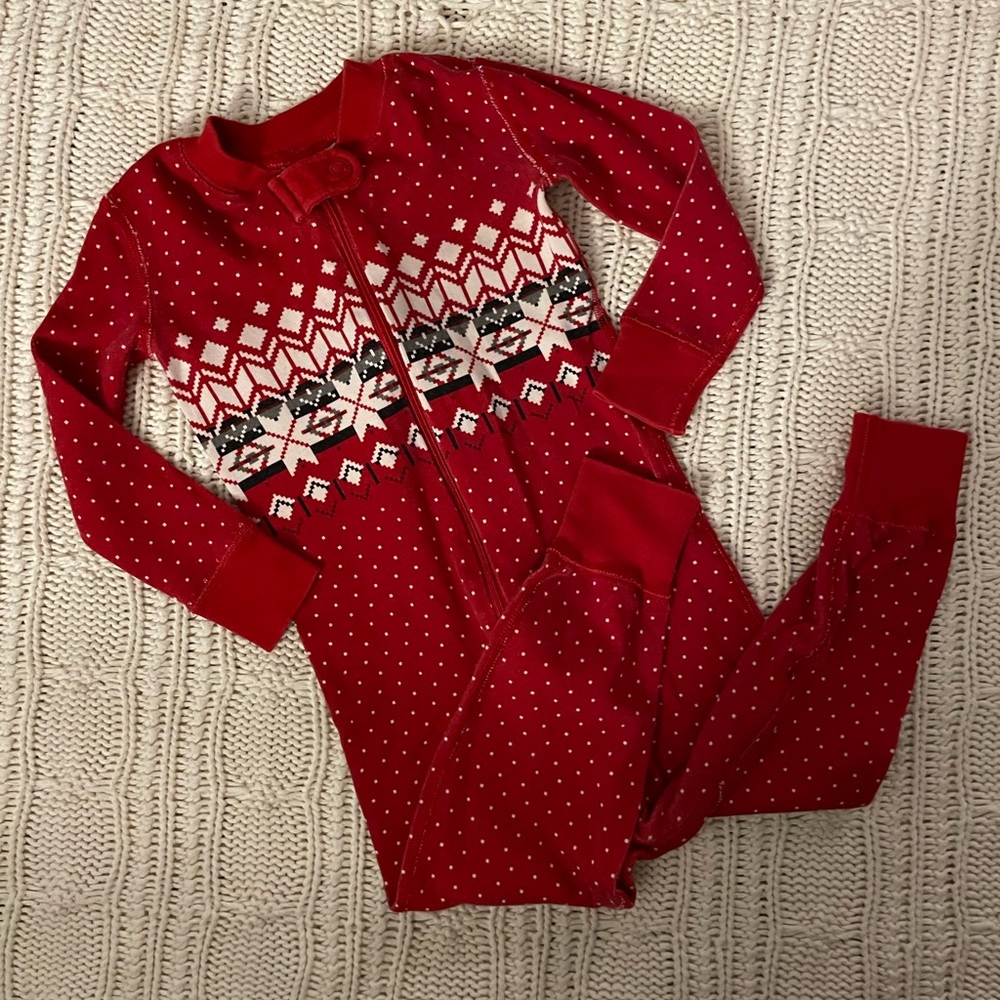 HANNA ANDERSSON Red Fair Isle Holiday Pajama Sleeper (2T/85)